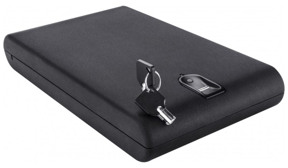 caja fuerte con lector de huella digital